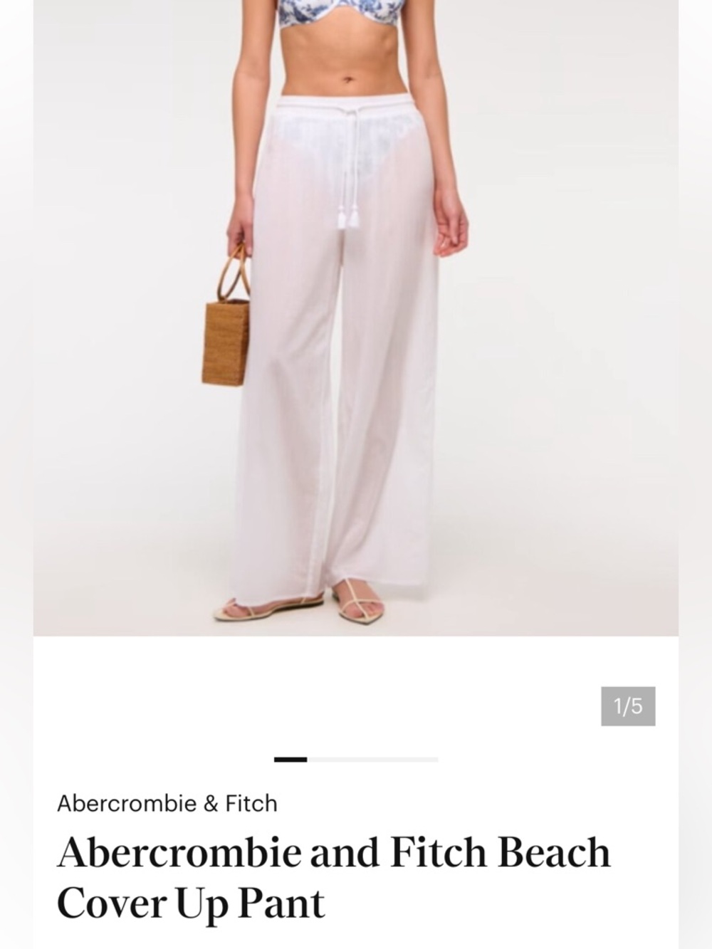Abercrombie & Fitch White Sheer Wide-Leg Beach Cover Pants